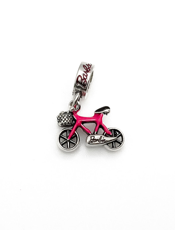 Dijes plata bicicleta rosada barbie