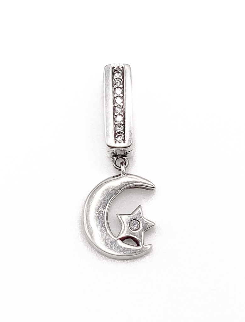 Dijes plata luna con estrella