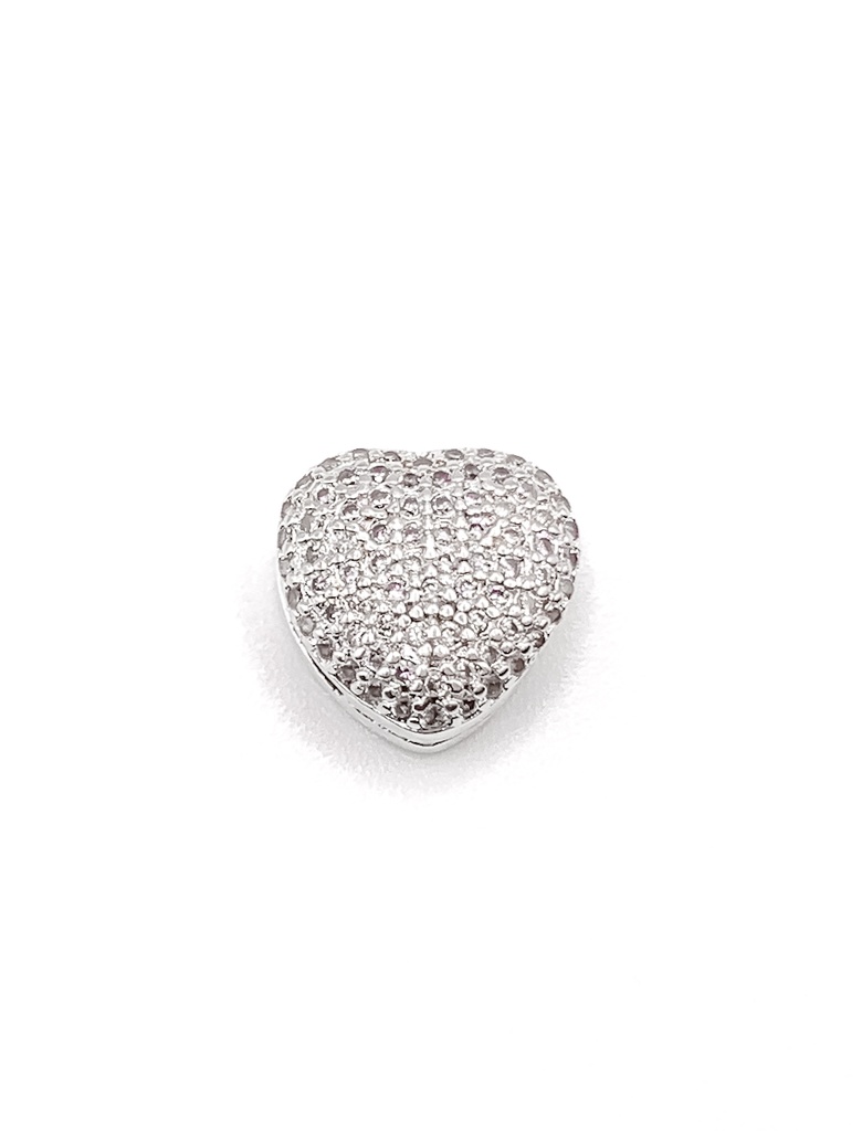 Dijes plata corazon con enjoye plateado