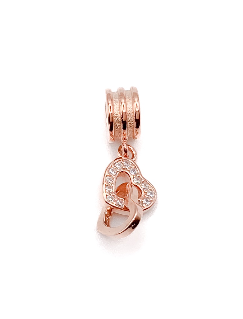 Dijes plata corazones con baño oro rosa