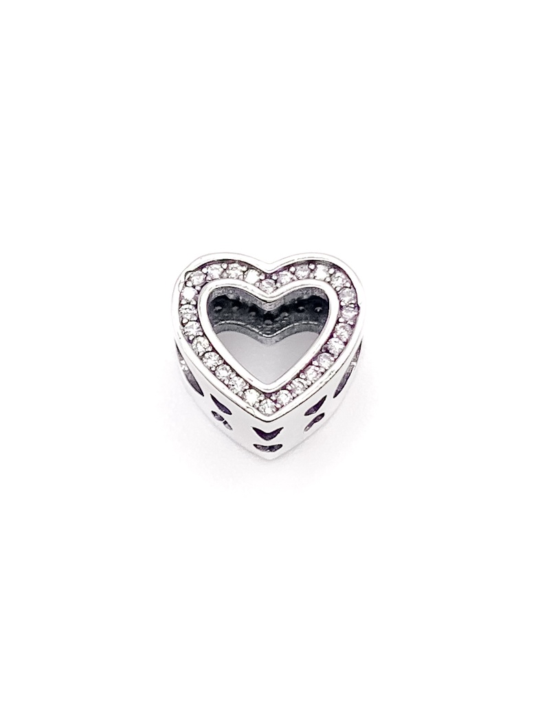 Dijes plata contorno corazon con enjoye