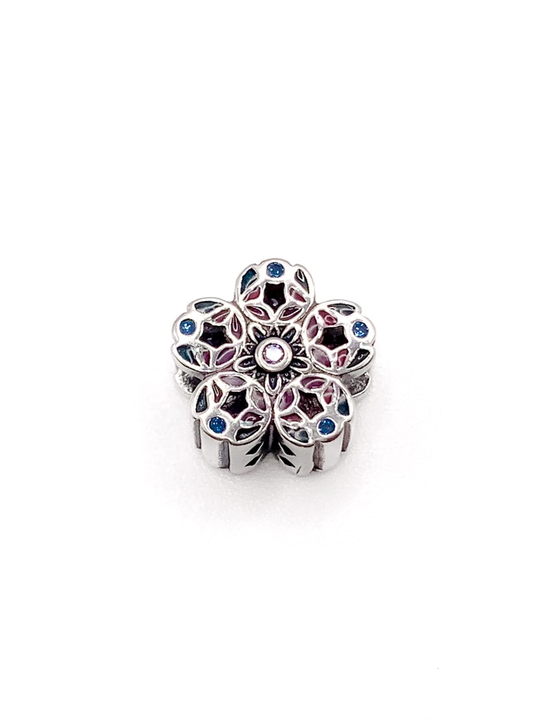 Dijes plata flor 5 petalos redondos colores