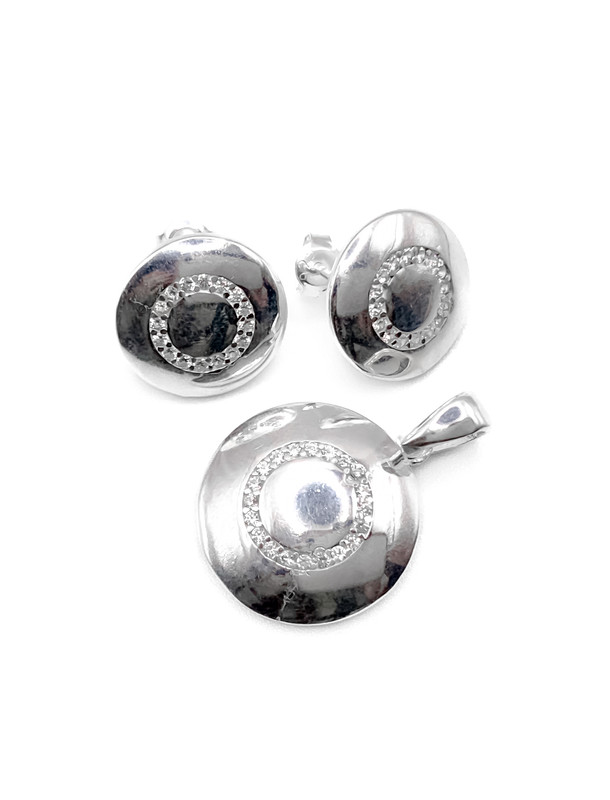 Juegos plata redondo liso circon a presión