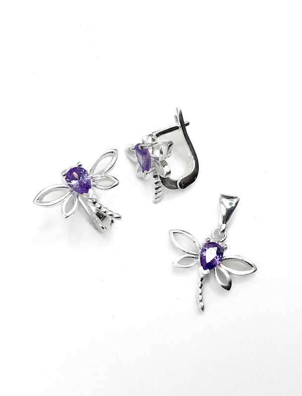 Juegos plata libelula piedra lila patente