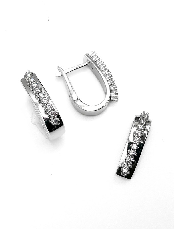 Juegos plata liso en u tira circon blanco patente