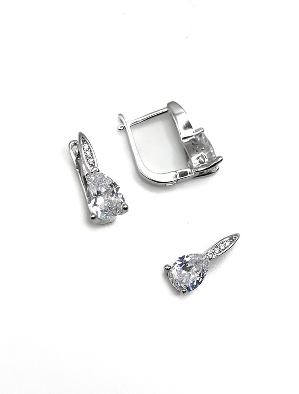 Juegos plata gota circon blanco a presion