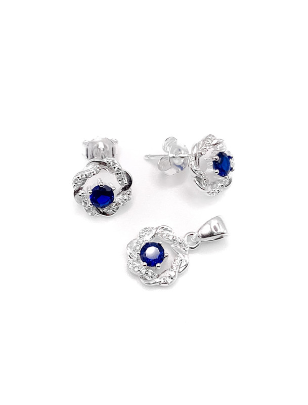 Juegos plata circulo piedra azul central a presion