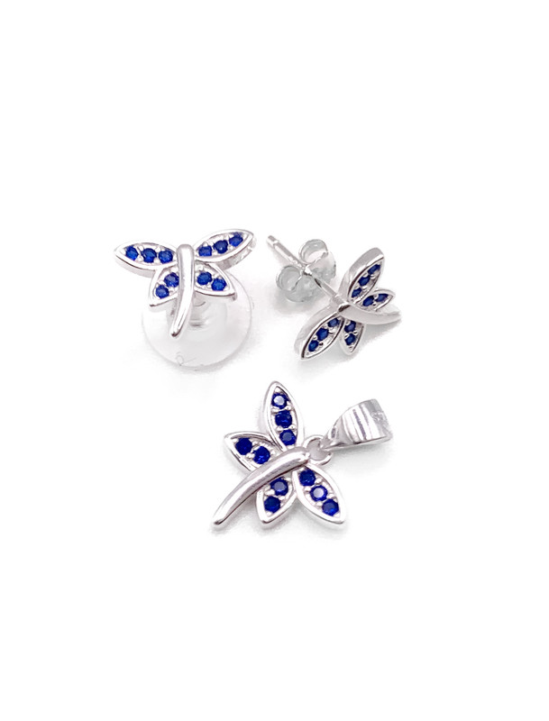 Juegos plata libelula piedra azul a presion