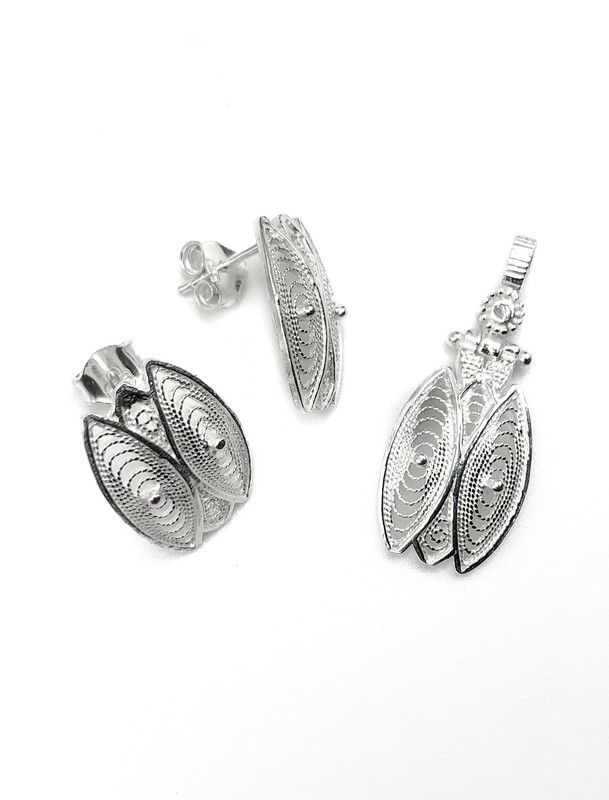 Juegos plata filigrana hoja calado a presion