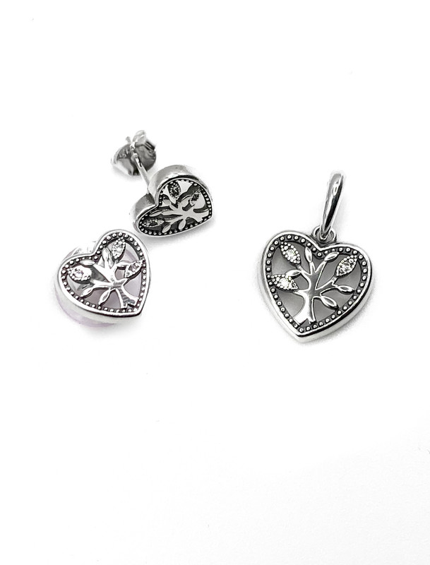 Juegos plata corazón con árbol de la vida a presión