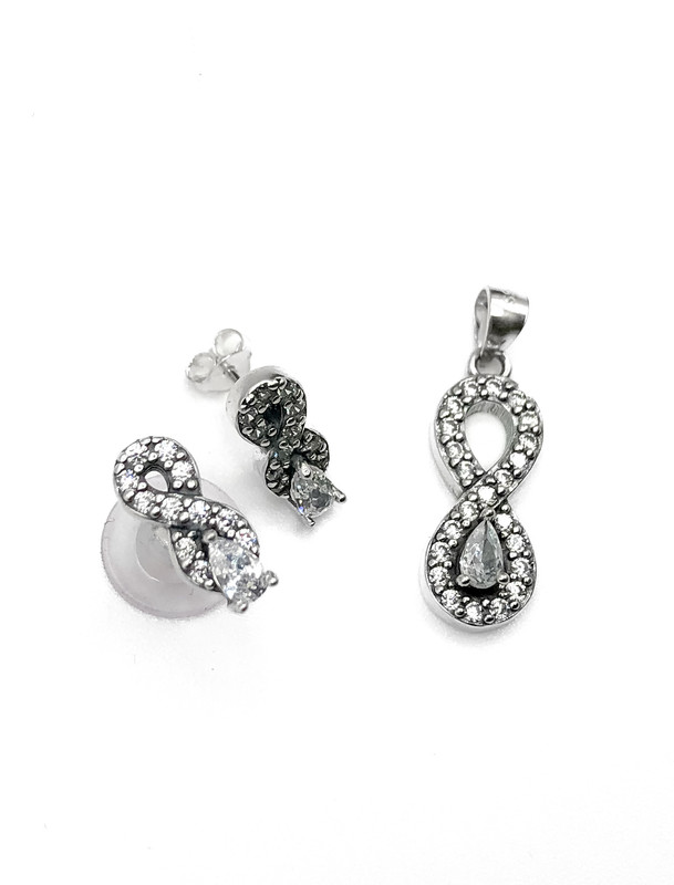 Juegos plata infinito con circon blanco a presion