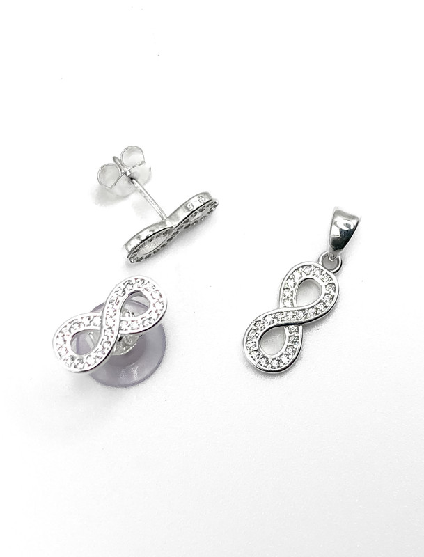 Juegos plata infinito circon blanco a presion