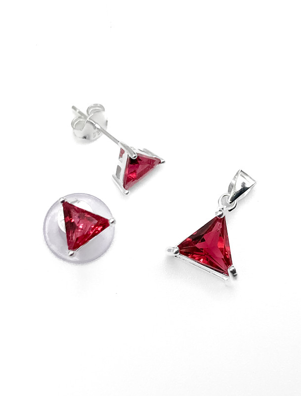 Juegos plata piedra fuccia triangular a presion