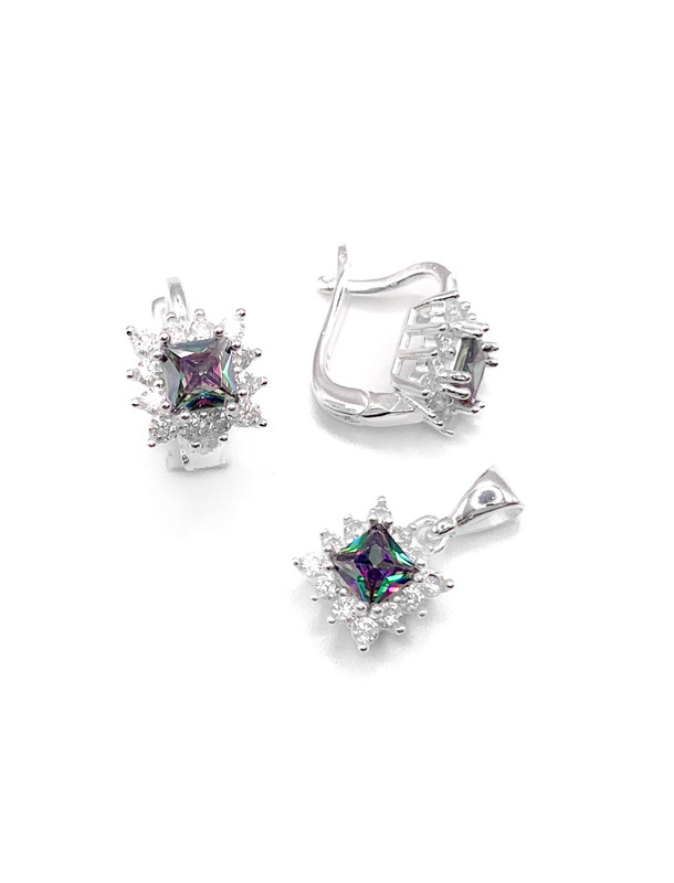 Juegos plata cuadrado circon tornasol patente