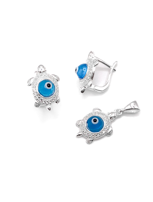 Juegos plata tortuga con ojo turco turquesa patente