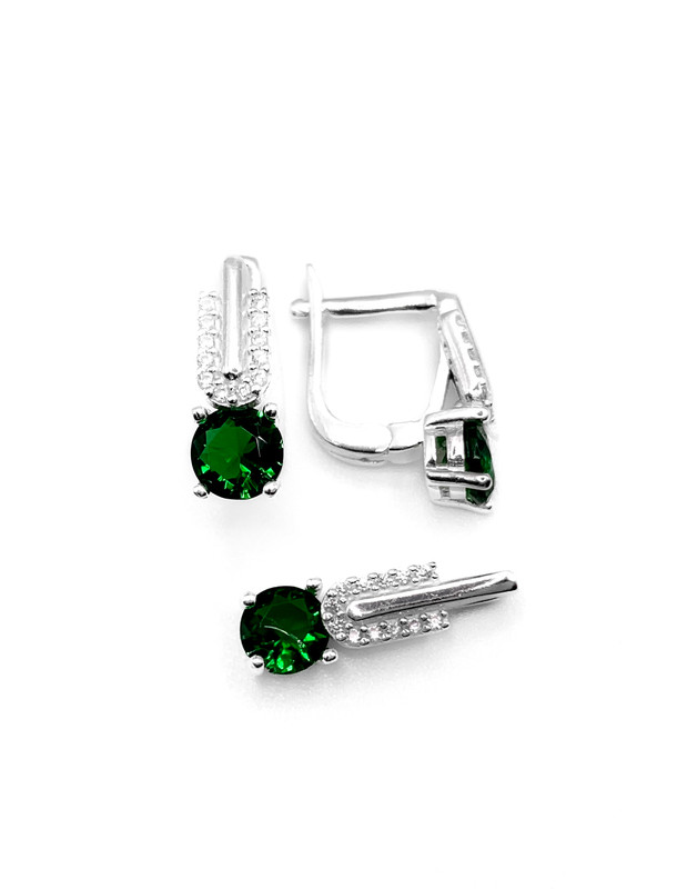 Juegos plata tira en u circon piedra verde patente