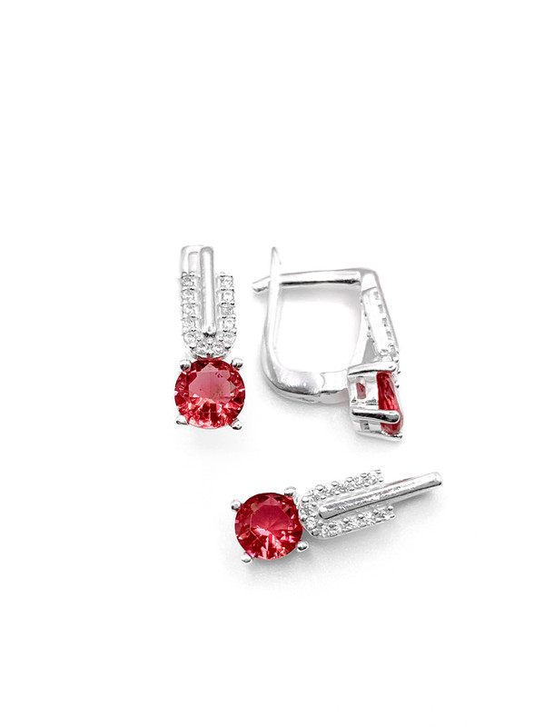 Juegos plata tira en u circon piedra fuccia patente