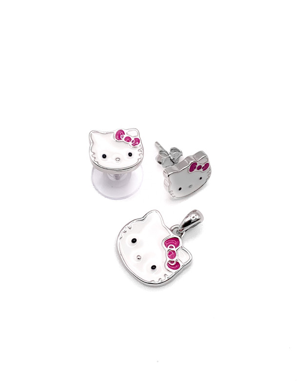 Juegos plata hello kitty esmaltado a presion