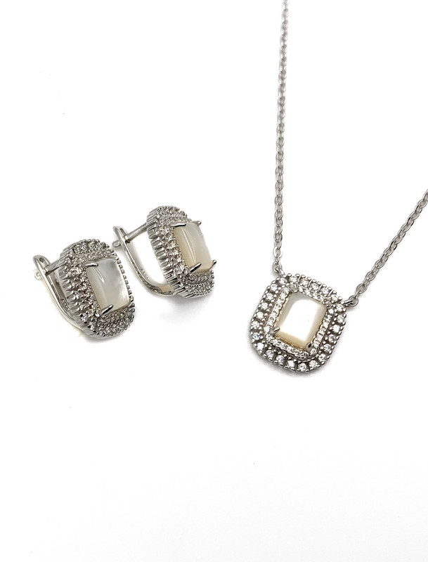 Juegos plata cuadrado piedra ojo de gato circon patente