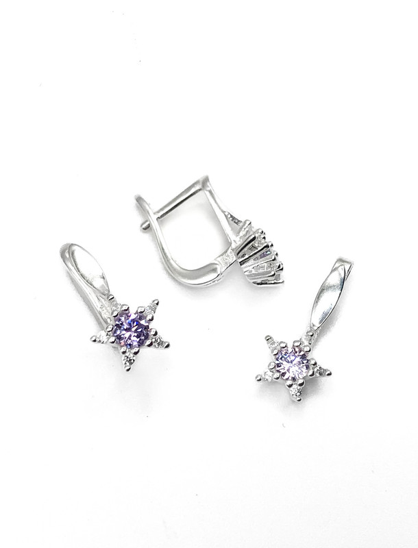 Juegos plata estrella circon lila patente