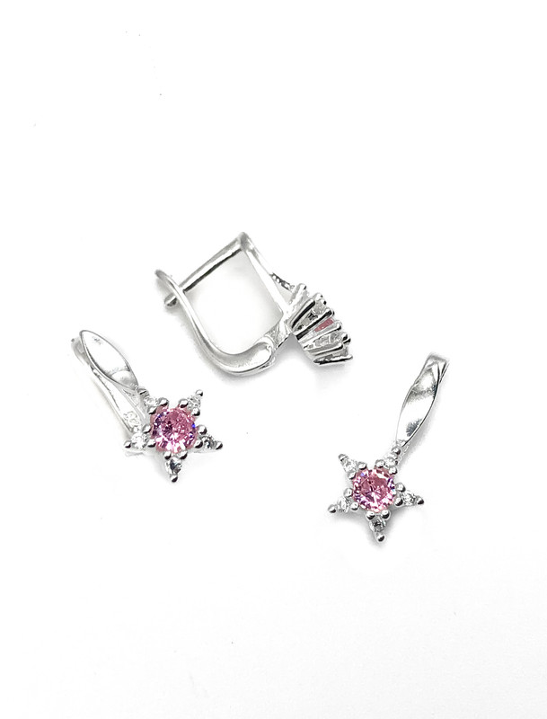 Juegos plata estrella circon rosada patente