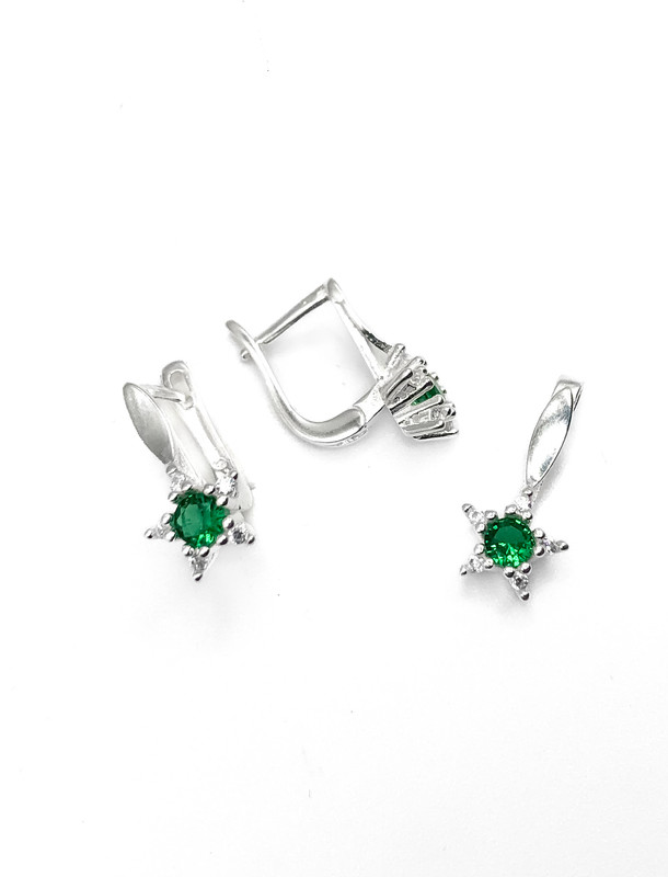 Juegos plata estrella circon verde patente