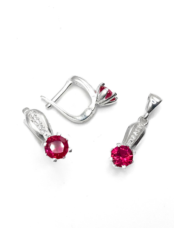 Juegos plata redondo circon fuccia tira ovalada patente