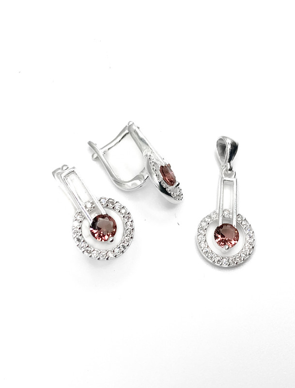 Juegos plata redondo circon piedra rosada patente