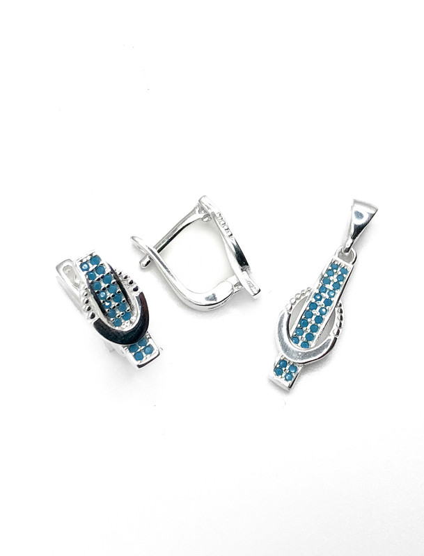 Juegos plata hebilla circon turquesa patente