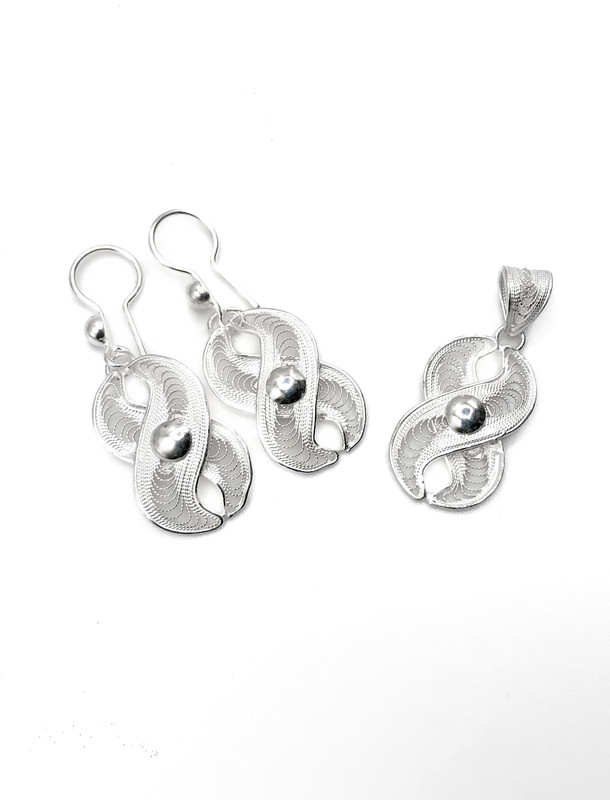 Juegos plata filigrana en 8 calado con aza