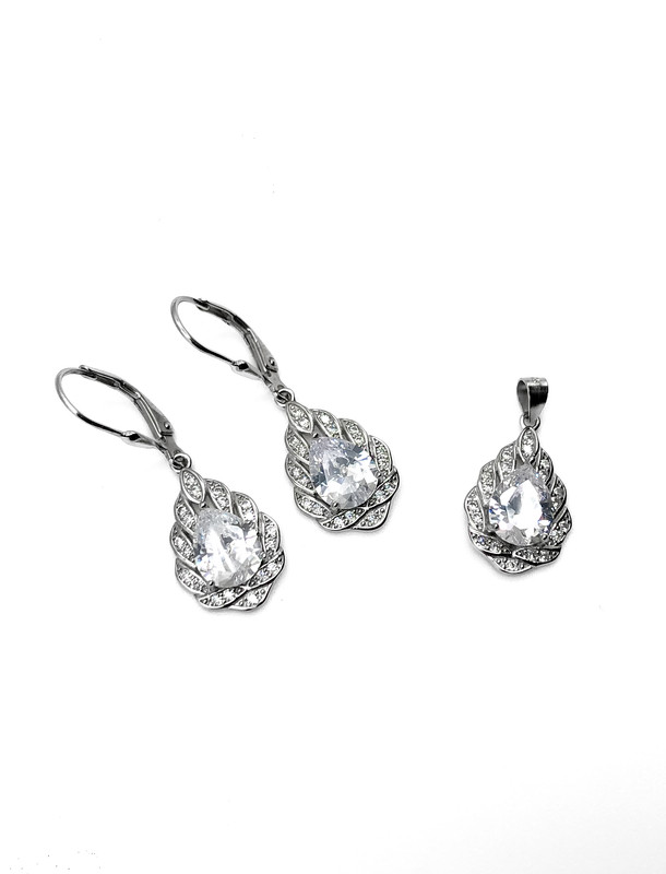 Juegos plata gota blanca espejo enjoye con aza