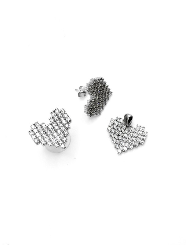 Juegos plata corazon enjoye blanco a presion