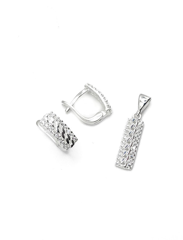 Juegos plata rectangular cadena circon blanco patente