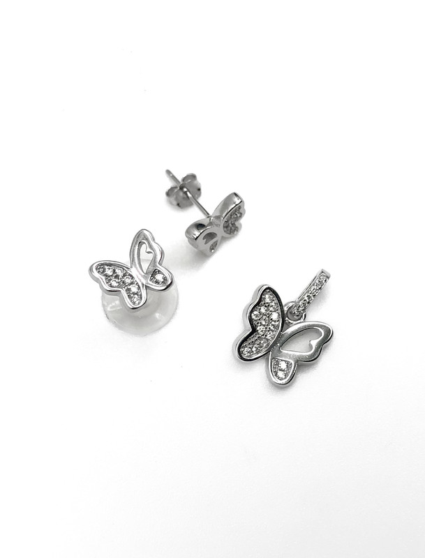 Juegos plata mariposa con enjoye a presion