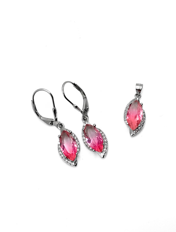 Juegos plata piedra rombo fuccia largo con aza