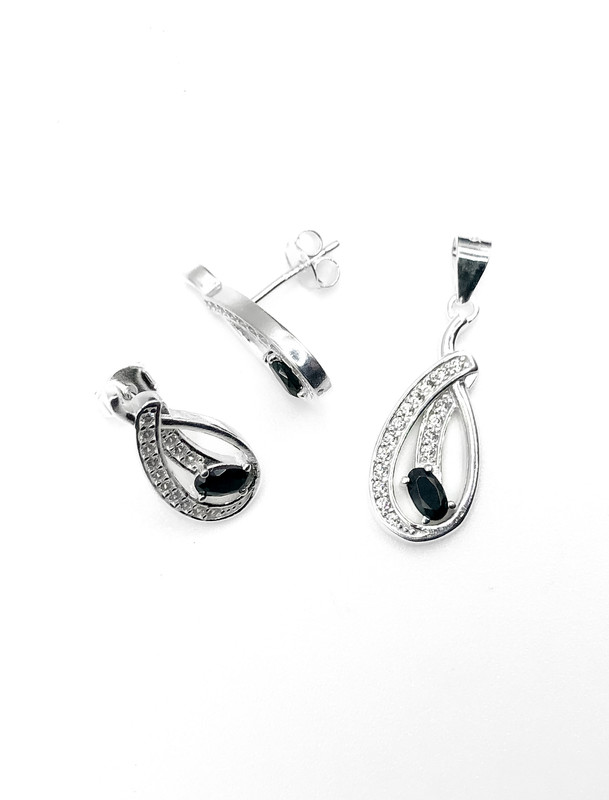 Juegos plata gota cruzada piedra negra a presion