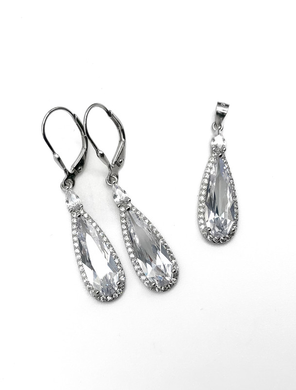 Juegos plata gota blanco largo con aza