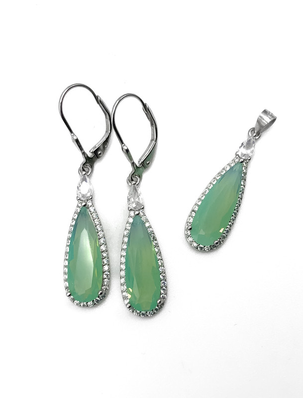 Juegos plata gota menta largo con aza