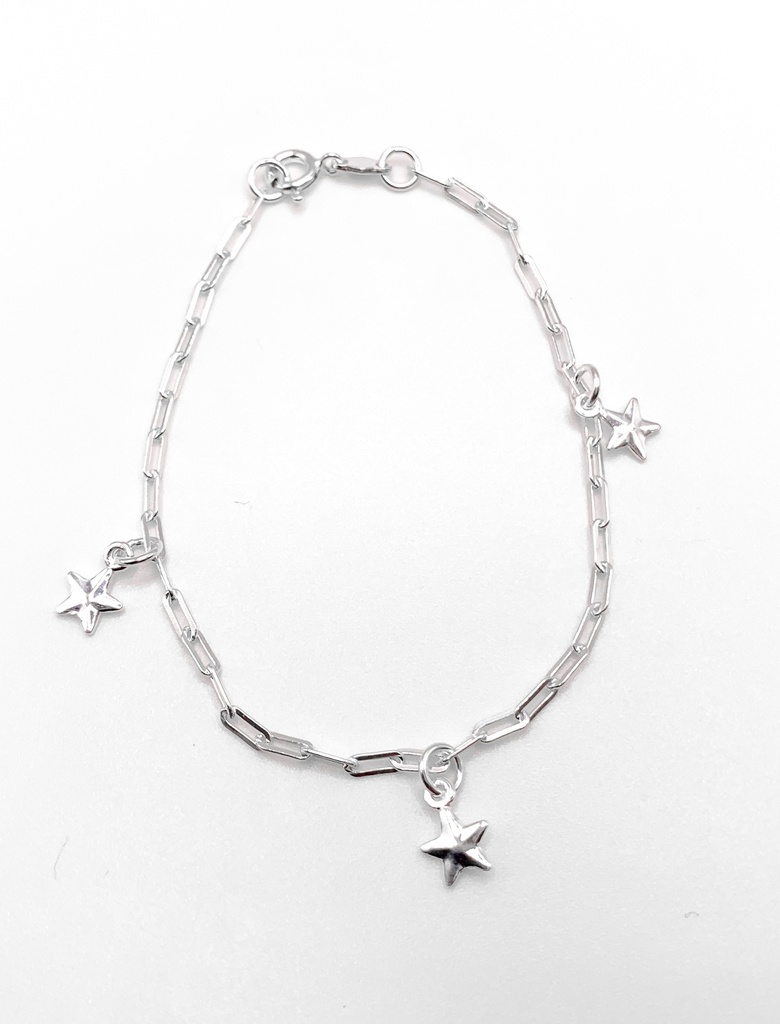 Pulseras plata estrellas colgantes cadena eslabón pequeño