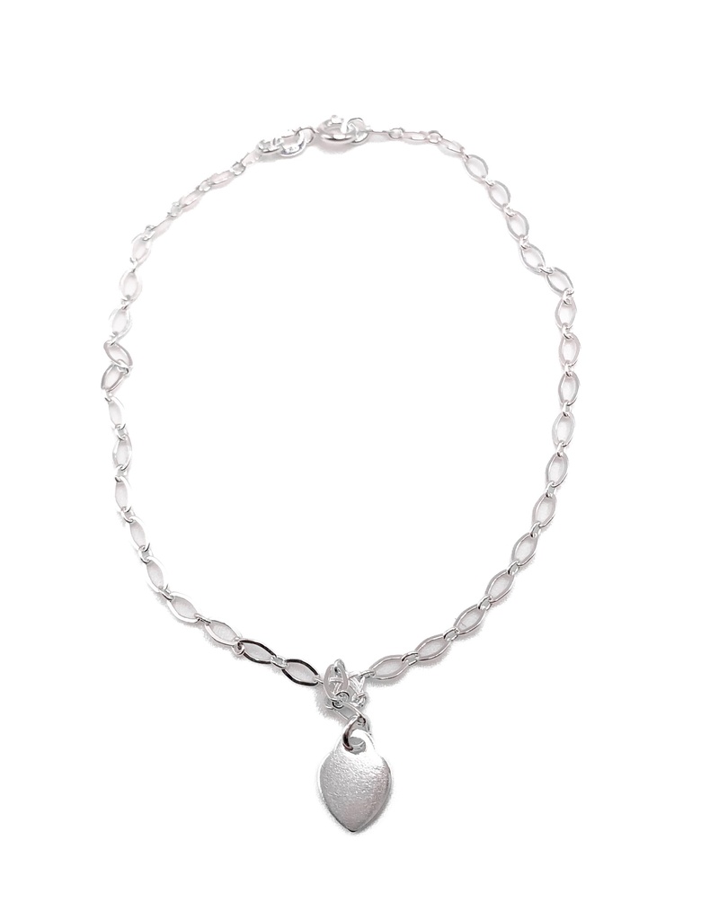 Pulseras plata Placa corazón