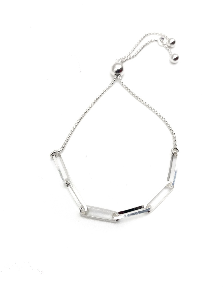 Pulseras plata eslabón largo con broche ajustable