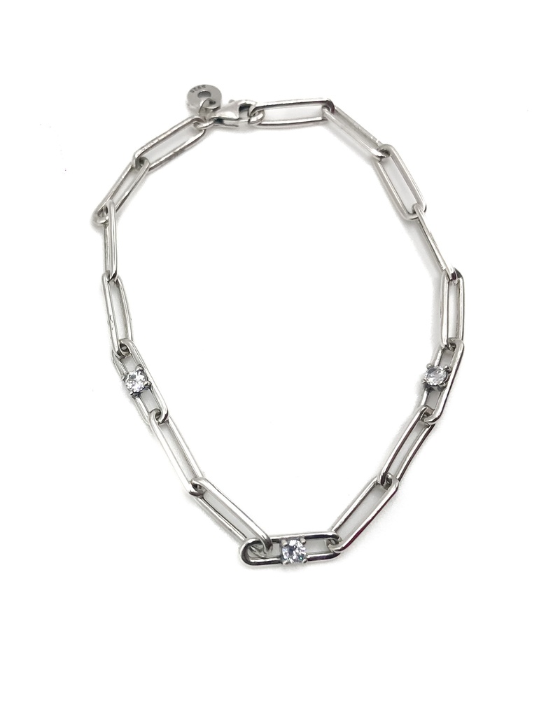 Pulseras plata eslabón con brillos