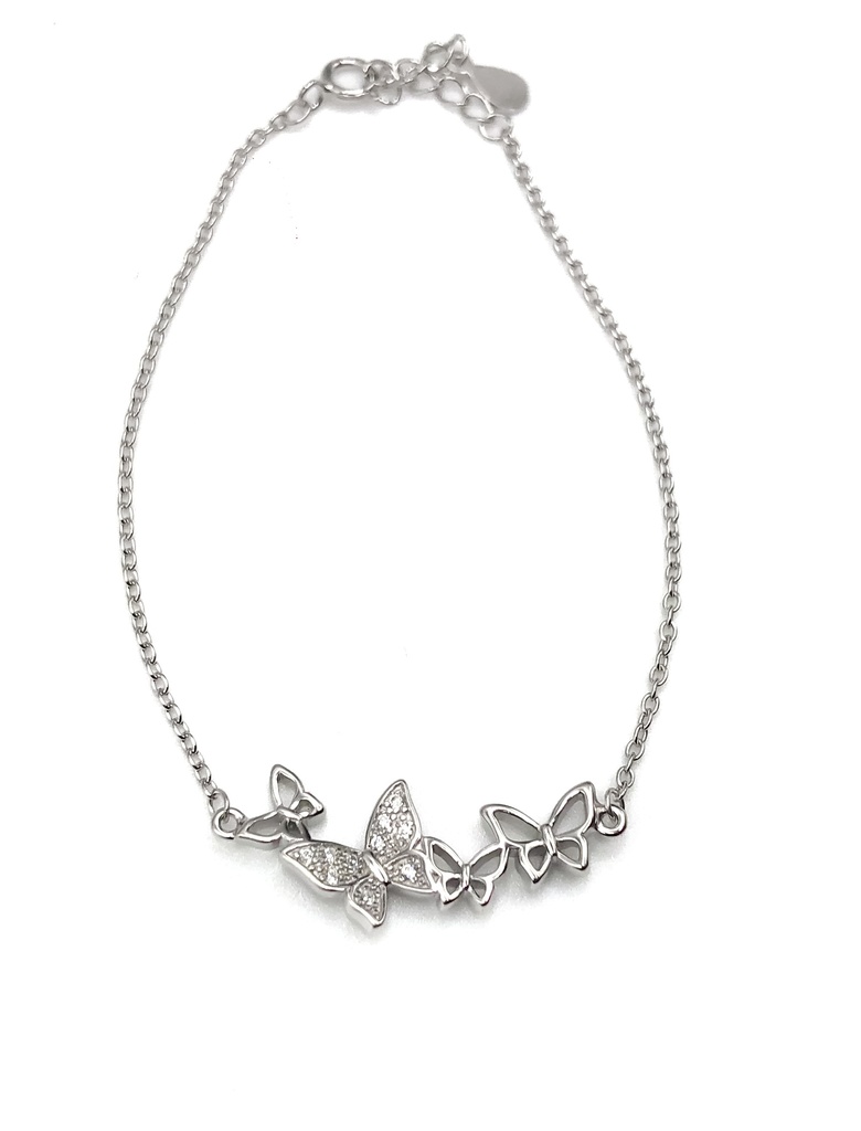 Pulseras plata mariposas con enjoye