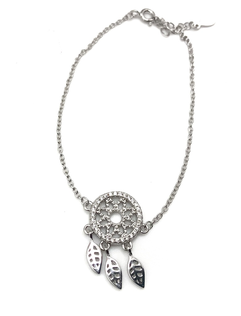 Pulseras plata atrapasueños con enjoye de piedras blancas