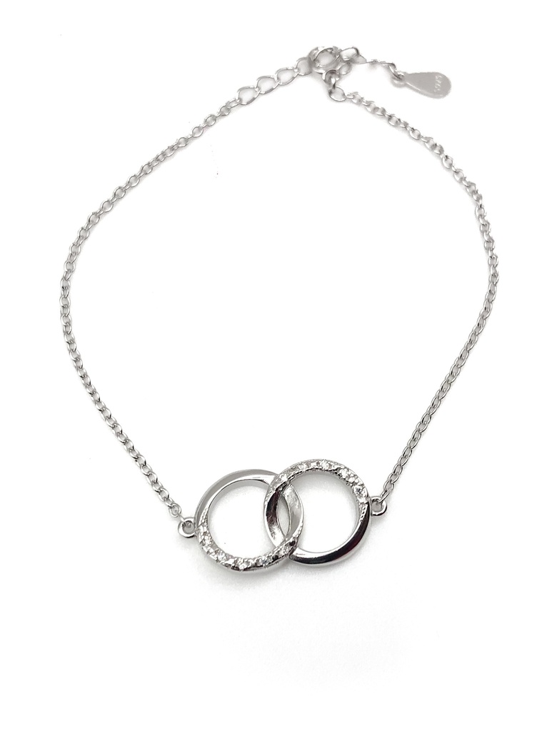 Pulseras plata aros entrelazados