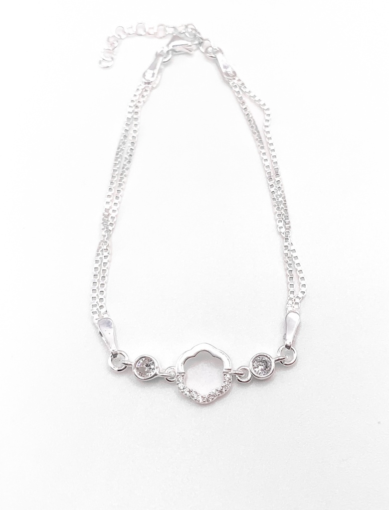 Pulseras plata flor hueca con circón blanco