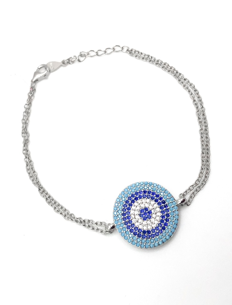 Pulseras plata circular mediano ojo turco micropave