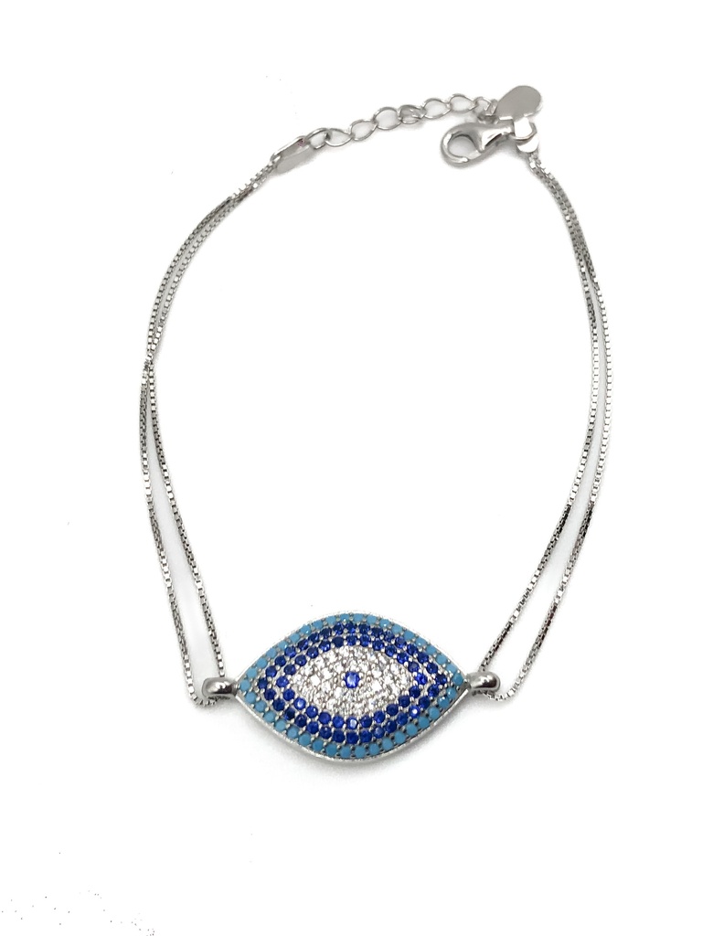 Pulseras plata ojo turco micropave