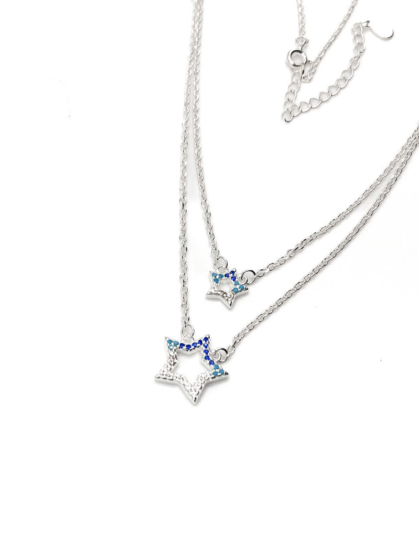 Collares plata estrellas enjoye celeste