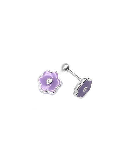 [E0010] Aretes ortopédico flor morada esmaltada